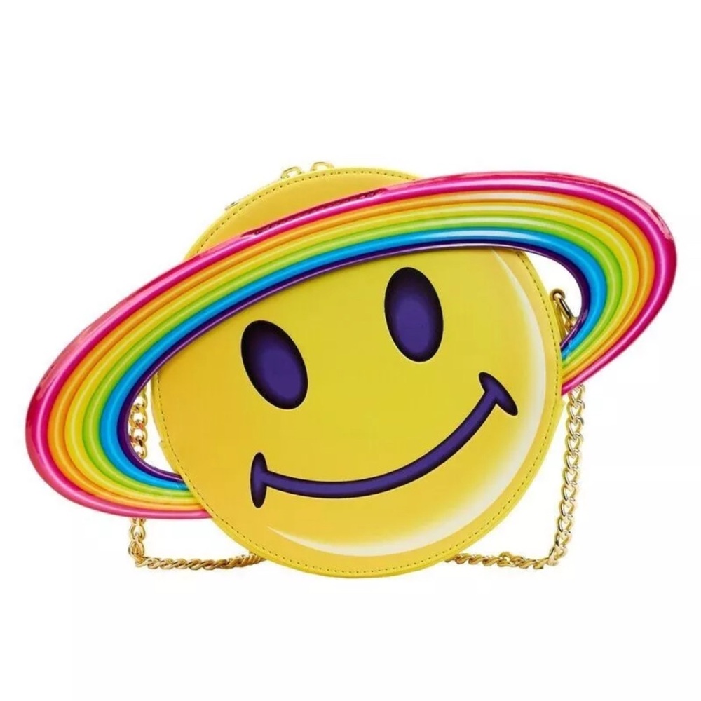 Loungefly Lisa Frank Yellow Rainbow Ring Saturn Crossbody Bag